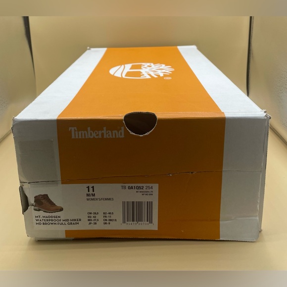 Sz 11 Timberland Mt. Maddsen WP Mid Hiker MD Brown/Full Grain Women Boots NIB - Picture 7 of 8